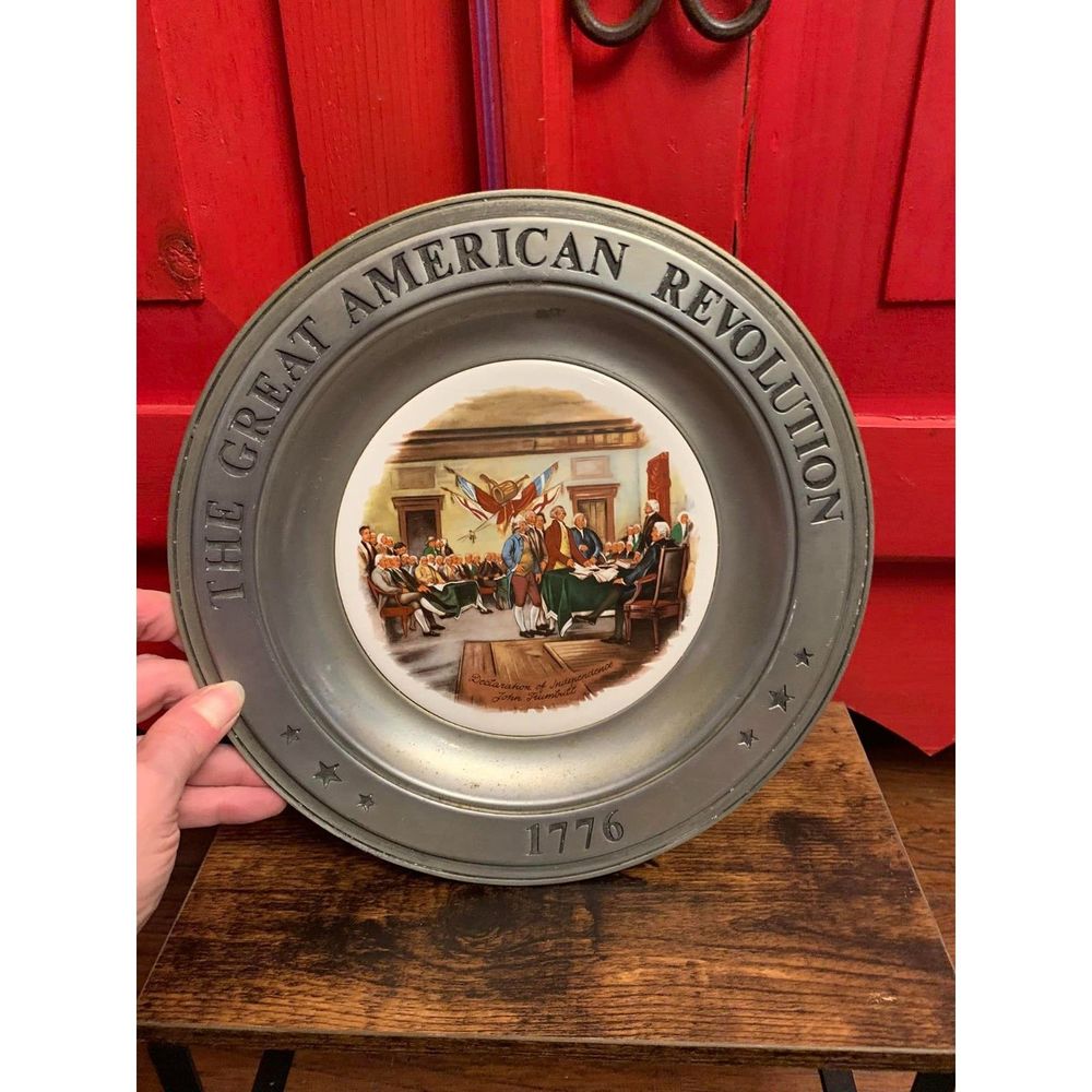 The Great American Revolution '76 Pewter Plate 1975 A.M. Willard Canton Ohio EUC